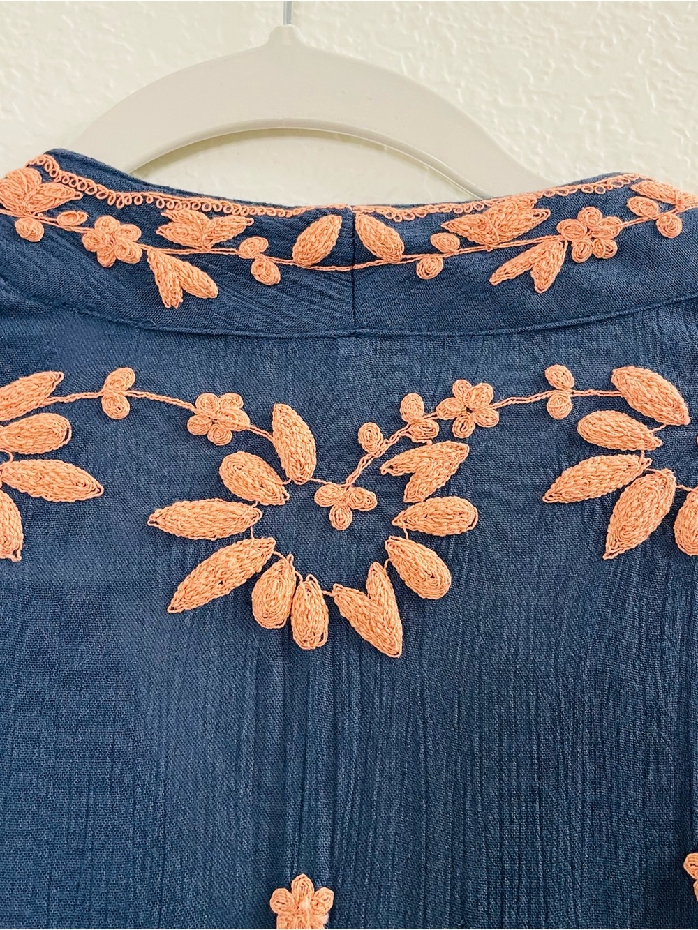 Free People Blue Pink Embroidered Fable Midi Dress | Small - Picture 6 of 8